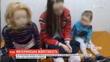 Женщина с кухонным ножом пыталась убить трех своих детей