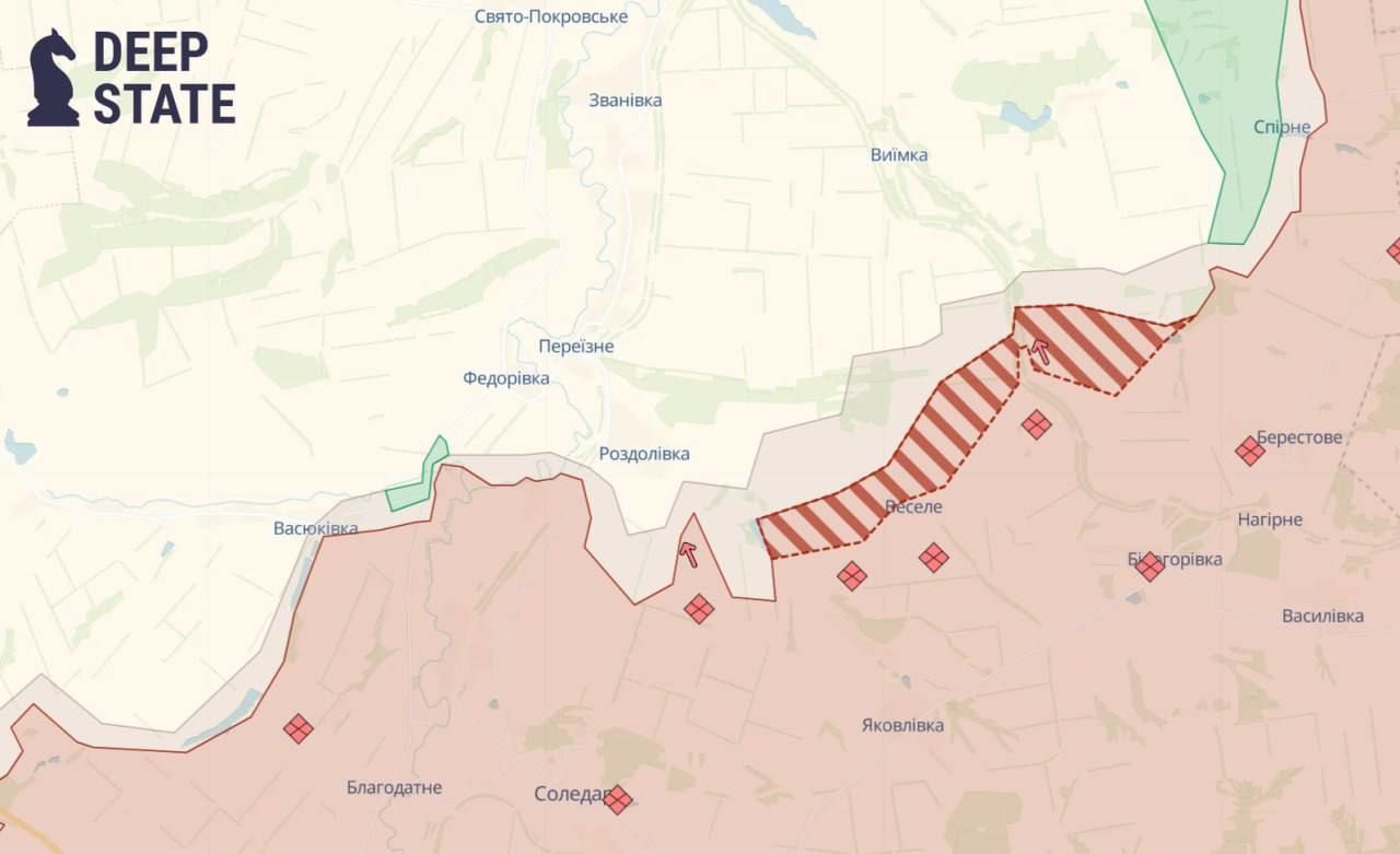 Мапа DeepState з просуванням ворога на Донеччині / © 