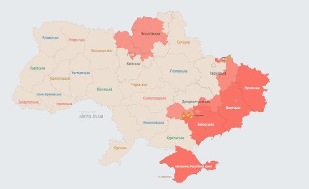 Карта повітряної тривоги.  / © Скріншот