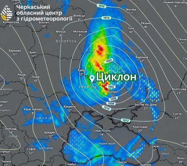 Метеорологічна карта / © Facebook-сторінка Віталія Постриганя