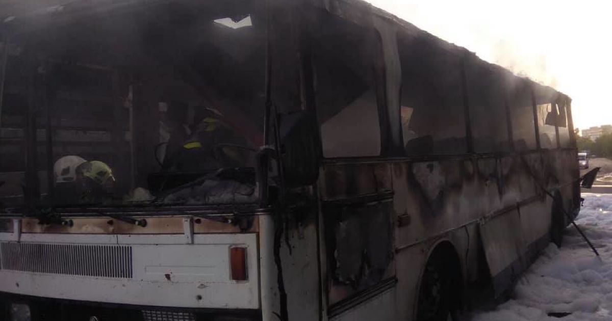 Автобус згорів в Червонограді_1 / © Управление ГСЧС во Львовской области