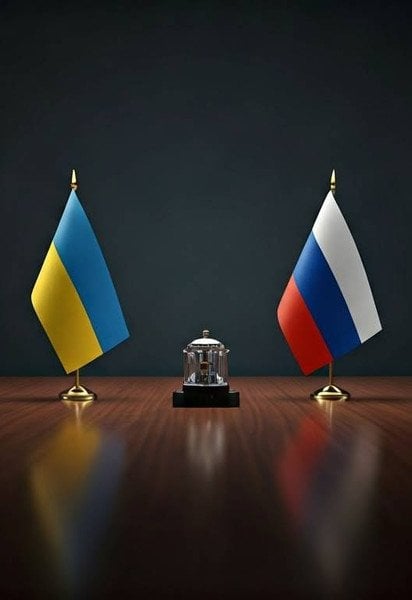 Флаги Украины и России
