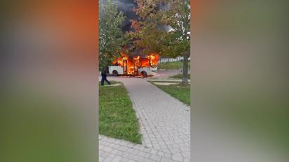 Во Львове вспыхнул автобус с пассажирами