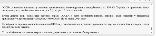 Вирок суду / © Єдиний державний реєстр судових рішень
