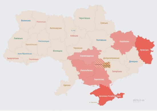 Воздушная тревога распространяется по Украине