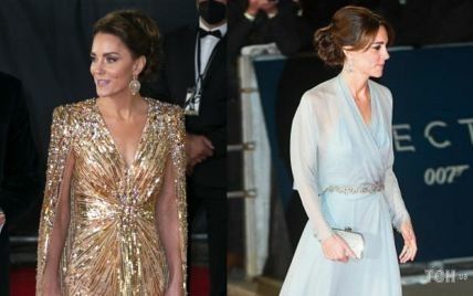 Два платья одного дизайнера: битва образов герцогини Кейт на премьерах "бондианы"