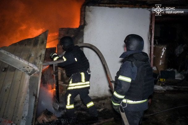 Пожар в Одесской области из-за атаки в ночь на 28 марта / © ГСЧС Украины