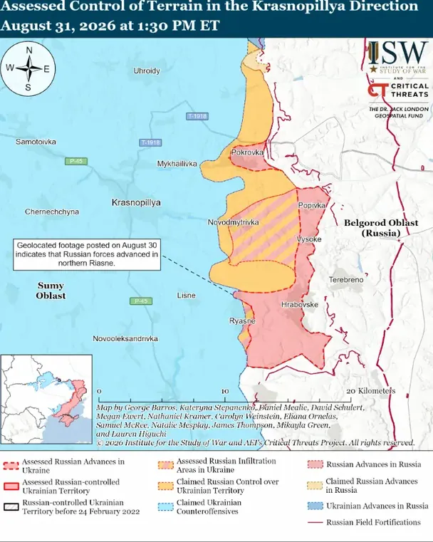 Окупанти закріпилися на Сумщині / © Інститут вивчення війни (ISW)
