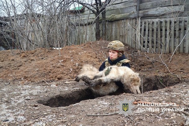 Поліцейські врятували з-під вогню собаку, якого залишили господарі / © Національна поліція України