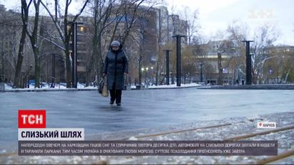 В Харьковской области дороги и тротуары превратились в катки | Новости Украины