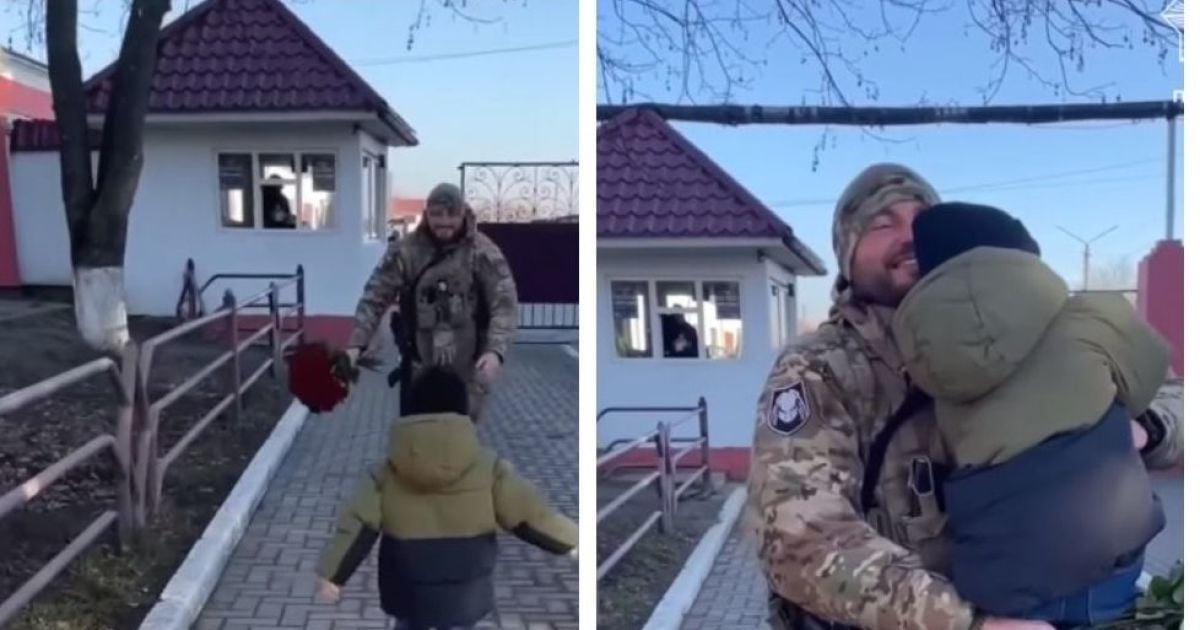 Встреча маленького мальчика с папой-защитником растрогала украинцев (видео)