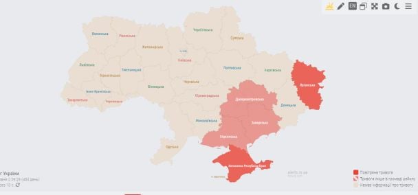 Повітряна тривога сьогодні, 22 червня. ФОТО: скрин