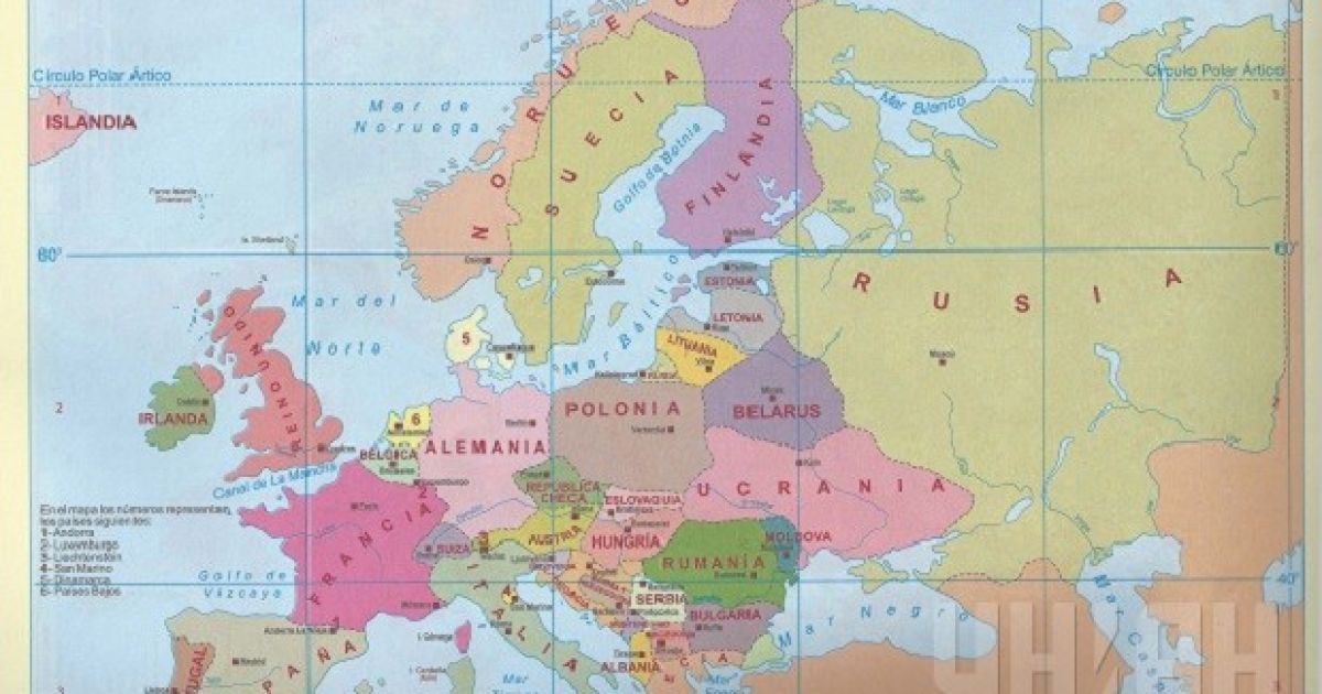 Политическая карта Европы в учебнике на Кубе