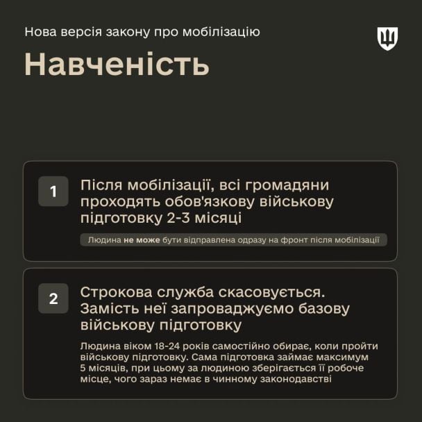 Основні положення законопроєкту про мобілізацію – в інфографіках