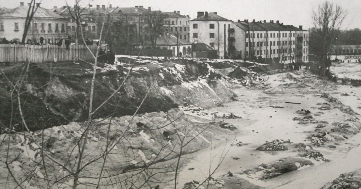 Любительская фотография на которой показана улица, накрытая грязью, после катастрофы / © УНИАН