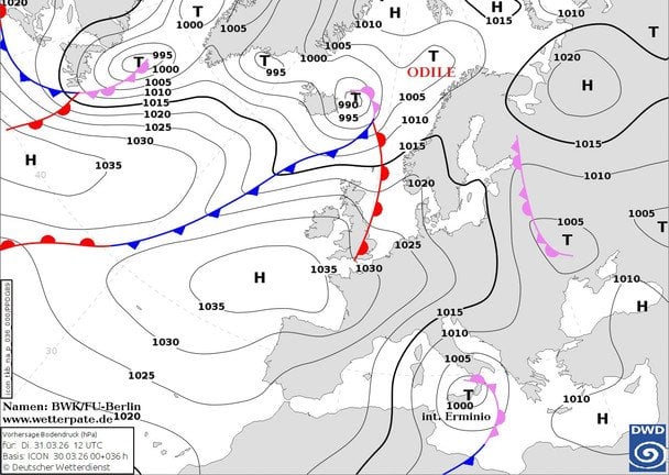 Мапа циклону 31 березня / © Наталія Діденко / Facebook