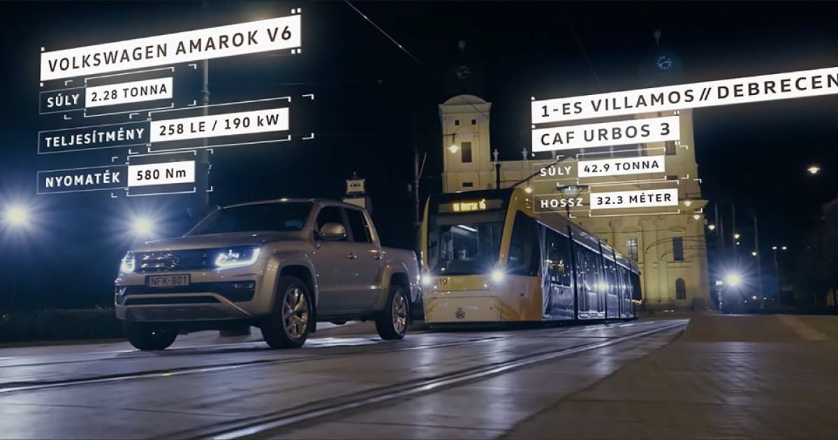 В Угорщині Volkswagen Amarok зрушив з місця 49-тонний трамвай