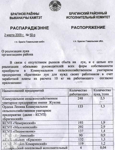 Білорусь: зарплата цибулею