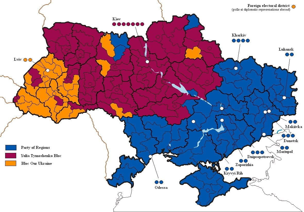 Мапа результатів парламентських виборів 2006 р.