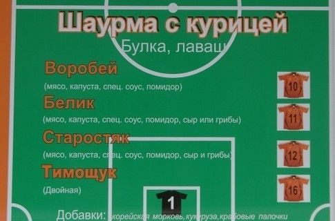 Цінник на "футбольну шаурму" у Донецьку