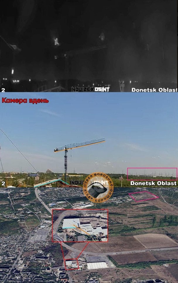 На кадрах видно недобудований ТРЦ Rose Park в Донецьку, а саму камеру спрямовано у напрямку півночі/північного заходу / © із соцмереж