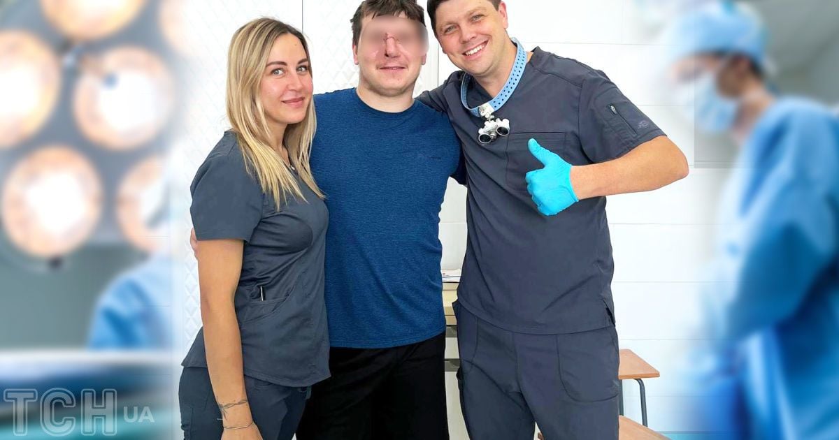 Військовий Богдан з лікарями Мариною Дворською та Олександром Васильєвим. Колаж ТСН.ua