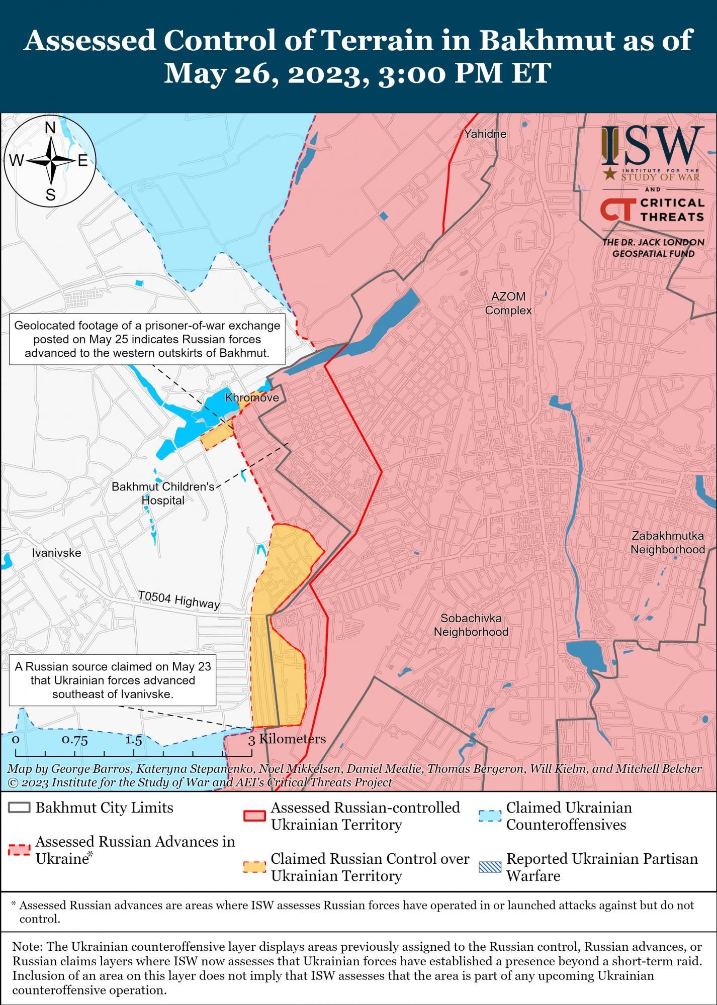 Ситуація в Бахмуті. Карта боїв ISW. / © 