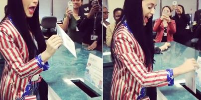 Кэти Перри – в "флаге", Леди Гага – с перьями на голове: как звезды голосовали за президента США
