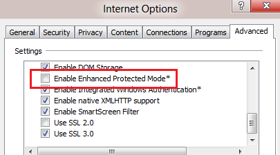 Internet Explorer settings