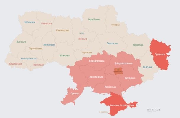 Мапа тривог в Україні 28 серпня