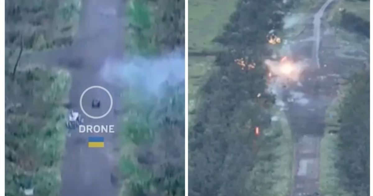 Атака з українського наземного дрона про російських військах / Колаж: ТСН.ua