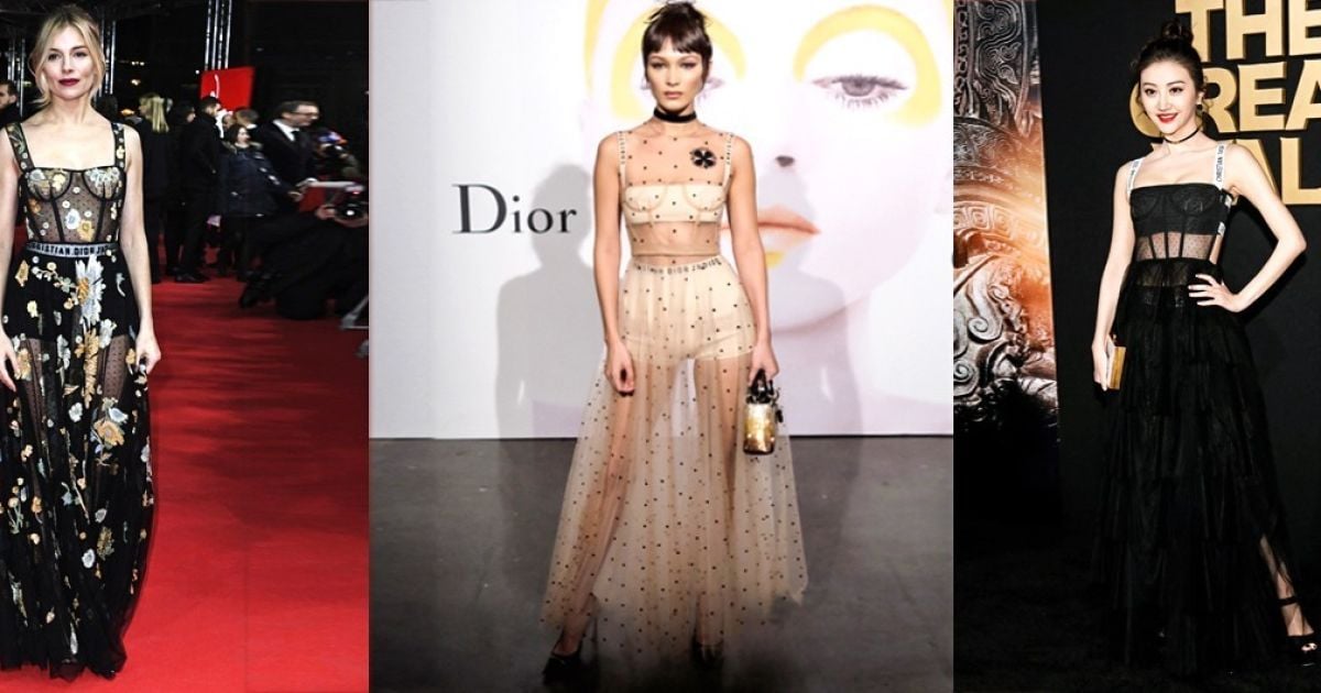 Звезды выбирают Dior: Хадид, Миллер, Крюгер и другие в прозрачных платьях от известного бренда