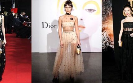 Звезды выбирают Dior: Хадид, Миллер, Крюгер и другие в прозрачных платьях от известного бренда