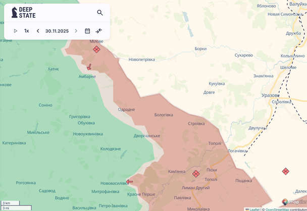 Просування росіян біля Дворічанського / © Deepstatemap