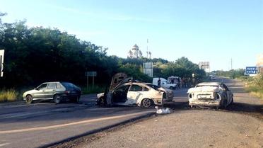 Последствия стрельбы на милицейском блокпосту. / © Мукачево.net
