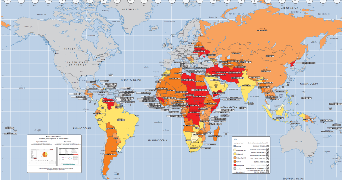 Мапа економічних ризиків: Україна серед найбільших загроз, а Росія кидає тінь на регіон