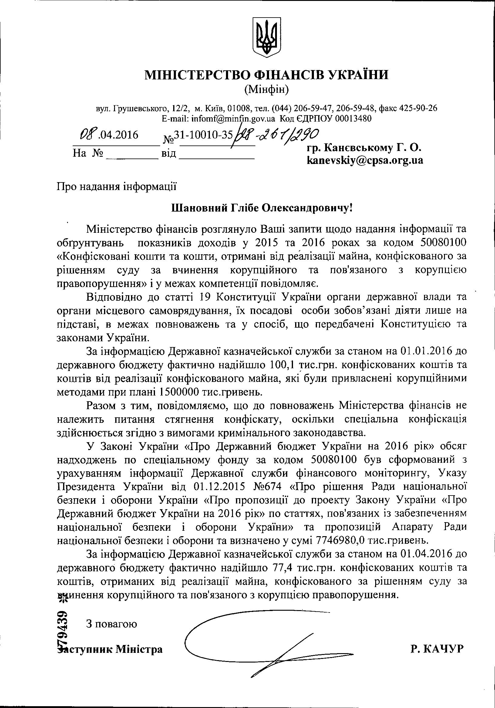 Відповідь Мінфіну