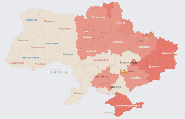 Повітряна тривога 2 травня / © alerts.in.ua