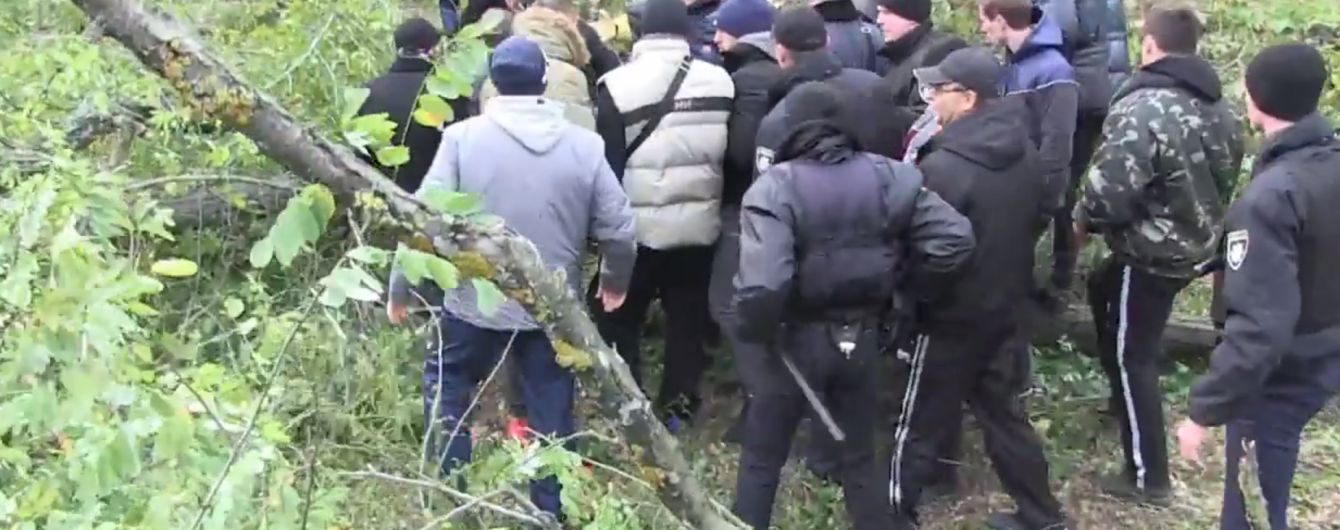 Під Києвом спалахнув конфлікт із забудовником: тітушки з бензопилками знищили старі дуби