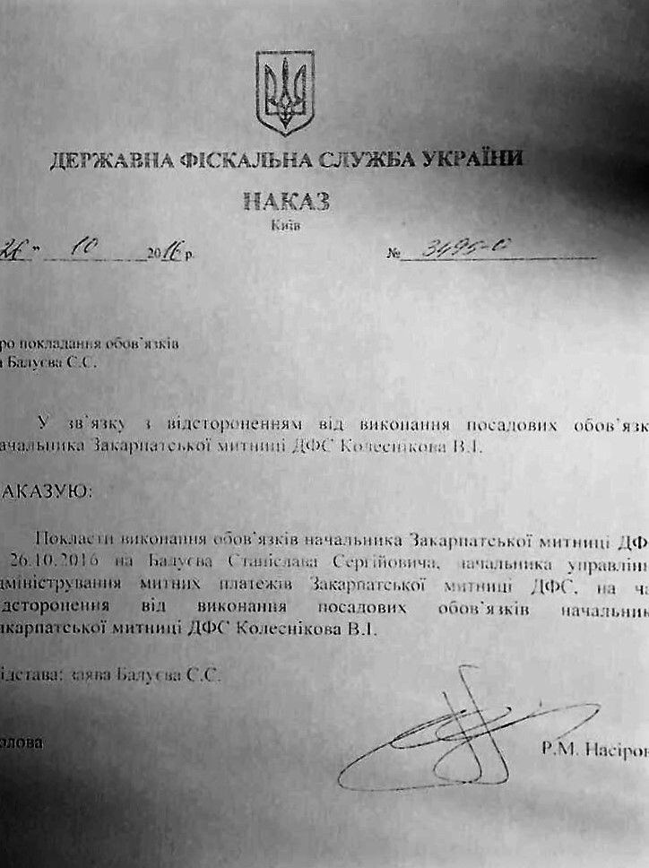 документ призначення митниця