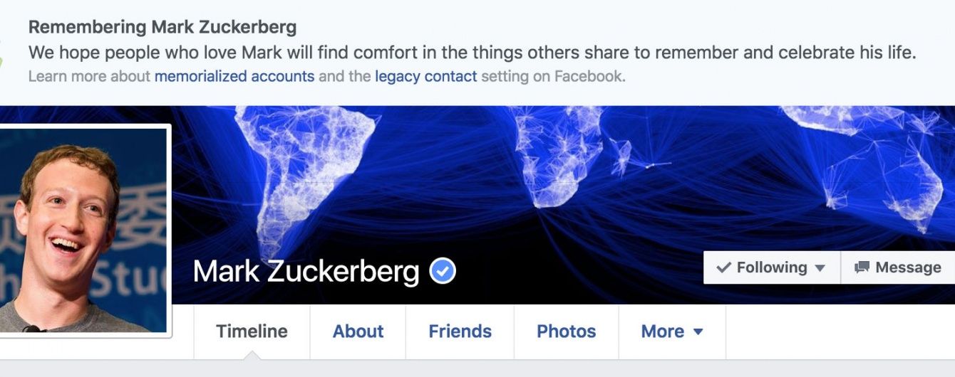 Facebook "поховав" Цукерберга і сотні інших користувачів