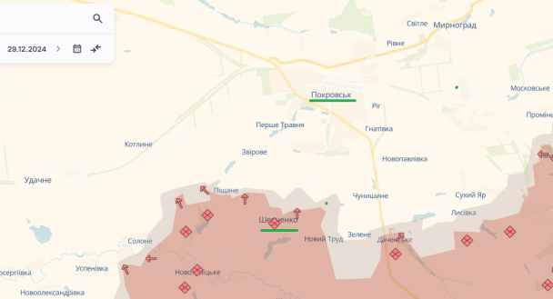 Селище Шевченко на карті / © Deepstatemap