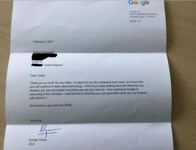 Лист дівчинки до Google