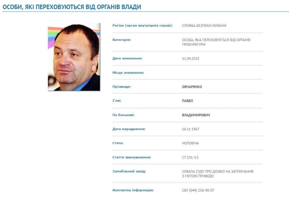 розшук овчаренко