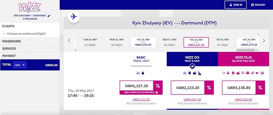 wizz air, скрін