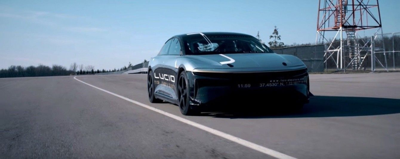 1000-сильный электрокар Lucid Air разогнался до 350 км/ч