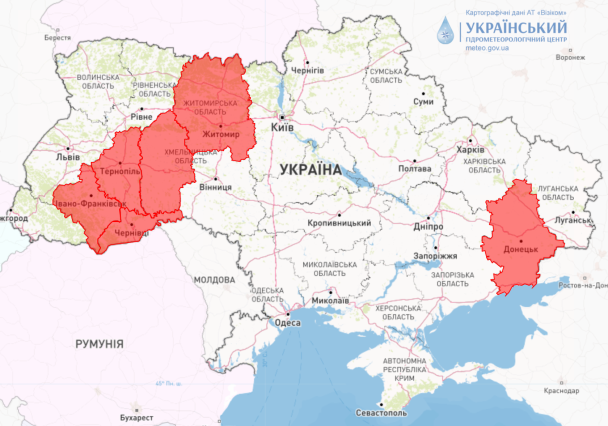 Пожежна небезпека у 6 областях України. / © Укргідрометцентр