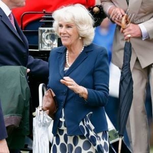 В синем жакете и платье в горох: 70-летняя герцогиня Камилла вышла в свет в любимом наряде