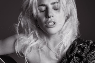 Леди Гага прикрыла грудь гитарой в откровенном фотосете V Magazine