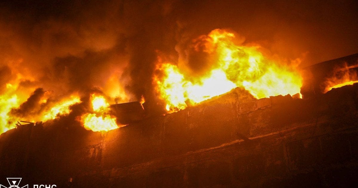 Fire in Odesa region following a drone attack overnight on October 13